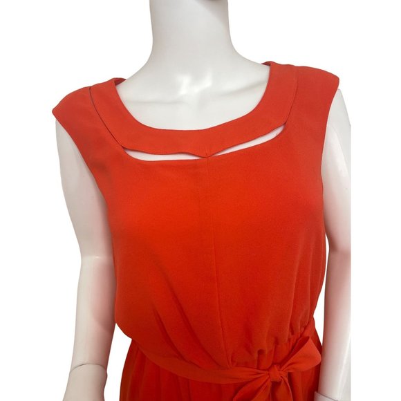 Jessica Simpson Red Hi/Lo Midi Dress 6 Peek-a-Boo Neckline Rounded Sleeveless - Picture 5 of 13